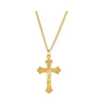 Medium Crucifix Necklace 24" 24K Yellow Gold Plated - Roxx Fine Jewelry