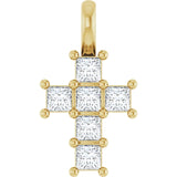 Petite .50 ct. Princess Diamond Cross Pendant in 14K Gold