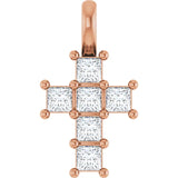 Petite 2.33 ct. Princess Diamond Cross Pendant in 14K Gold