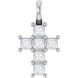 Petite 2.33 ct. Princess Diamond Cross Pendant in 14K Gold