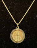 Round Miraculous Medal in 14K White or Yellow Gold, 18K Gold, Sterling - Roxx Fine Jewelry