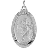 St. Christopher Medal 25 x 18 Oval in 14K White or Yellow Gold - Roxx Fine Jewelry