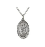 St. Christopher Medal Necklace Oval Shaped in .925 Sterling Silver - Roxx Fine Jewelry