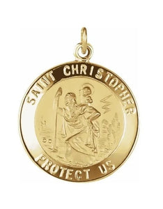 St. Christopher Medal in 14K Yellow Gold Round 5 Sizes - Roxx Fine Jewelry