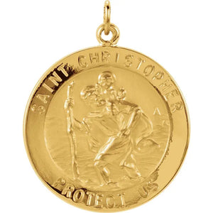 St. Christopher Medal in 14K Yellow Gold Round 5 Sizes - Roxx Fine Jewelry