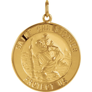 St. Christopher Medal in 14K Yellow Gold Round 5 Sizes - Roxx Fine Jewelry