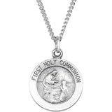 First Holy Communion Medal Necklace in Sterling Silver - Roxx Fine Jewelry