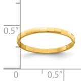 Bamboo Design Midi Ring 1.5mm Wide in 14K White or Yellow Gold Size 3