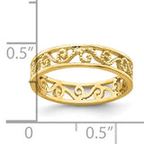 Beaded Scroll Midi Stackable Ring in 14K Yellow Gold - Roxx Fine Jewelry