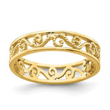Beaded Scroll Midi Stackable Ring in 14K Yellow Gold - Roxx Fine Jewelry