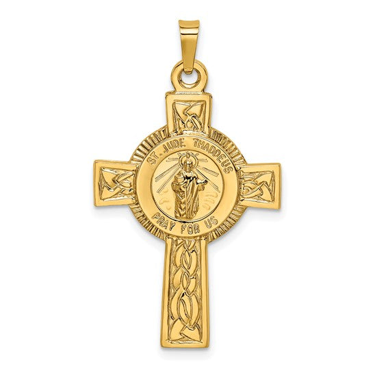 St. Jude Cross Pendant in 14K Yellow Gold