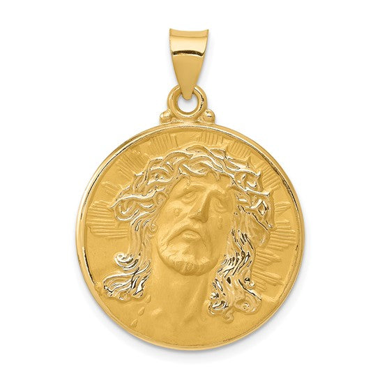 Face of Jesus Medal (Ecco Homo) Hollow 3 Sizes in 14K White or Yellow Gold