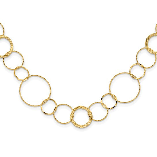 Hammered and Textured Multi Circle Necklace in 14K Yellow Gold