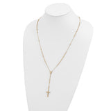 Rosary Necklace 24" 3mm Bead in 14K White or Yellow Gold - Roxx Fine Jewelry