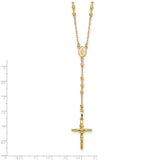 Rosary Necklace 24" 3mm Bead in 14K White or Yellow Gold - Roxx Fine Jewelry