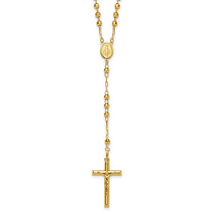 Rosary Necklace 24" with 4mm Faceted Beads in 14K Yellow Gold