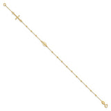 Sideways Cross 16" Rosary Necklace in 14K Yellow Gold