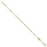 Sideways Cross Rosary Bracelet in 14K White or Yellow Gold - Roxx Fine Jewelry