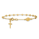 Sideways Cross Rosary Bracelet in 14K White or Yellow Gold - Roxx Fine Jewelry