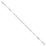 Sideways Cross Rosary Bracelet in 14K White Gold