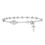 Sideways Cross Rosary Bracelet in 14K White Gold