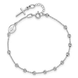 Sideways Cross Rosary Bracelet in 14K White Gold