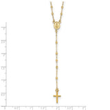 Rosary Necklace with Dainty Diamond Cut Beads in 14K Yellow Gold 17" - Roxx Fine Jewelry