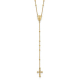 Rosary Necklace 19.5" with Miraculous Medal Center in 14K Yellow Gold - Roxx Fine Jewelry