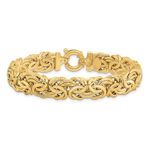 8.5mm V-Shaped Byzantine Bracelet in 14K Yellow Gold