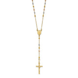 Tri-Color 14K Gold 24" Rosary Necklace - Roxx Fine Jewelry