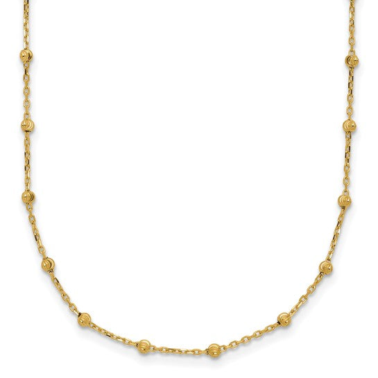 Beaded Station Necklace with Diamond-Cut Beads in 14K Yellow Gold