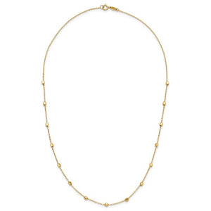 Beaded Station Necklace with Square Beads in 14K Yellow Gold
