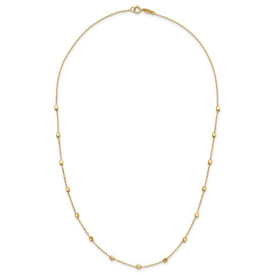 Beaded Station Necklace with Square Beads in 14K Yellow Gold