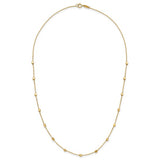 Beaded Station Necklace with Square Beads in 14K Yellow Gold