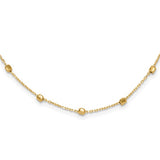 Beaded Station Necklace with Square Beads in 14K Yellow Gold