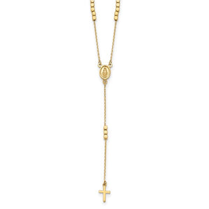 Miraculous Medal Rosary Necklace 17.75" in 14K Yellow Gold