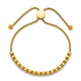 Chisel™ Round Cut CZ Yellow Gold Plated Adjustable Bolo Bracelet in Stainless Steel