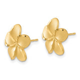 Plumeria Flower Hawaiian Gold Post Earrings in 14K Yellow Gold