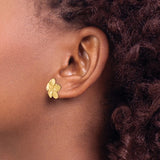 Plumeria Flower Hawaiian Gold Post Earrings in 14K Yellow Gold