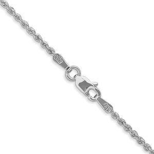 2.0mm Solid Rope Chain Bracelet or Anklet in 14K White Gold