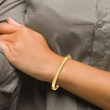 5.3mm Square Edge Heavy Hinged Bangle Bracelet in 14K White or Yellow Gold - Roxx Fine Jewelry