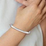 5.3mm Square Edge Heavy Hinged Bangle Bracelet in 14K White or Yellow Gold - Roxx Fine Jewelry