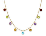Multi Gemstone Station Necklace in 14K Yellow Gold