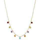 Multi Gemstone Station Necklace in 14K Yellow Gold 16" - 18" By The Yard Necklace