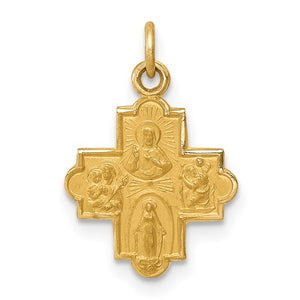 Petite Four Way Cross Pendant in 14K Yellow Gold