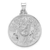 Face of Jesus Medal (Ecco Homo) Hollow 3 Sizes in 14K White or Yellow Gold