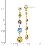 Multi Gemstone Linear Station Earrings in 14K Yellow Gold