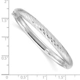 4.75mm Diamond Cut Textured Hinged 6" Bangle Bracele in 14K Gold