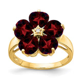 Flower Shaped Gemstone and Diamond Birthstone Ring in 14K Yellow Gold - Roxx Fine Jewelry
