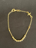 Sideways Cross Rosary Bracelet in 14K Yellow Gold